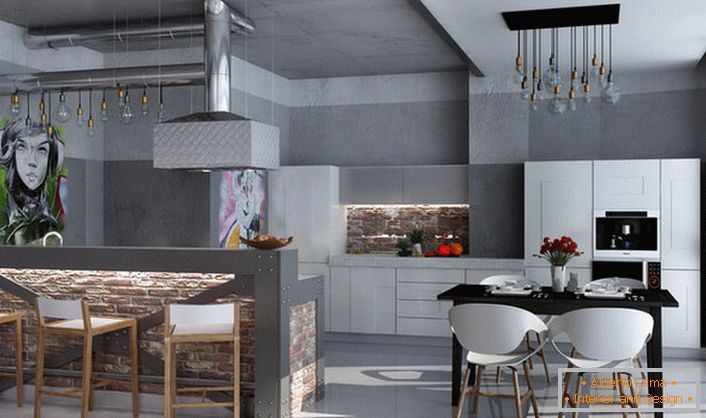 Móveis de cozinha em estilo loft é uma opção moderna.