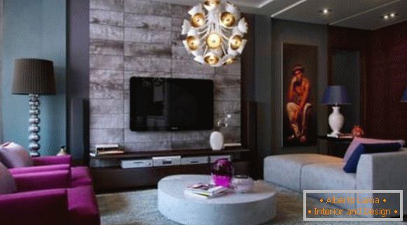 Design de uma elegante sala de estar em cores brilhantes
