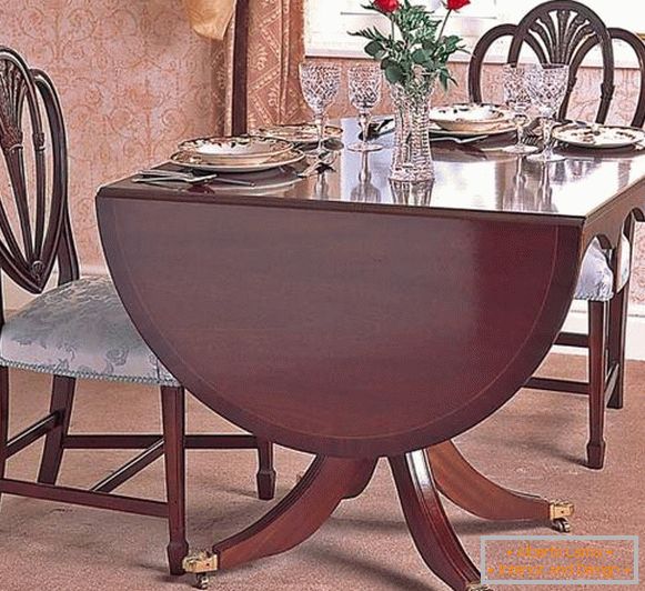 Mesa de jantar oval deslizante em estilo clássico
