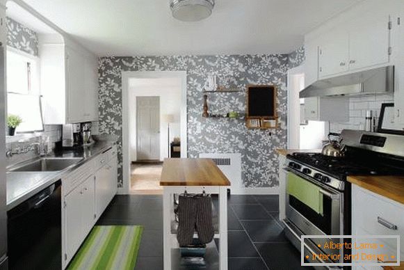 Papel de parede cinza na cozinha 2015