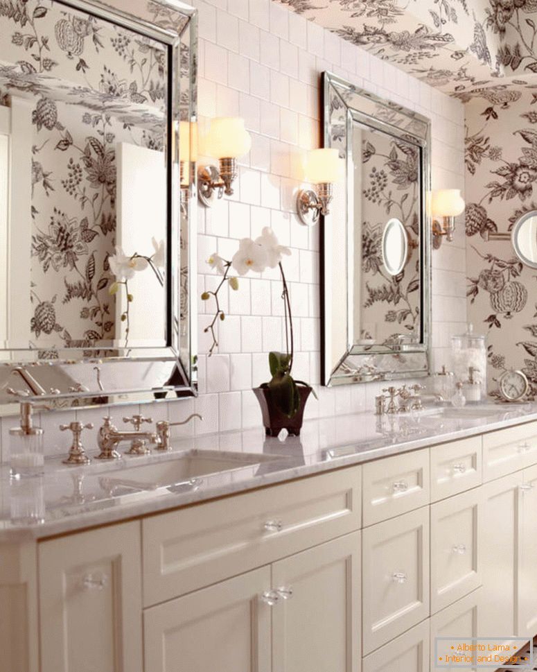 Carvão-branco-floral-papel de parede-banheiro-hyde-evans-design