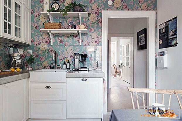 flores papel de parede de cozinha фото 
