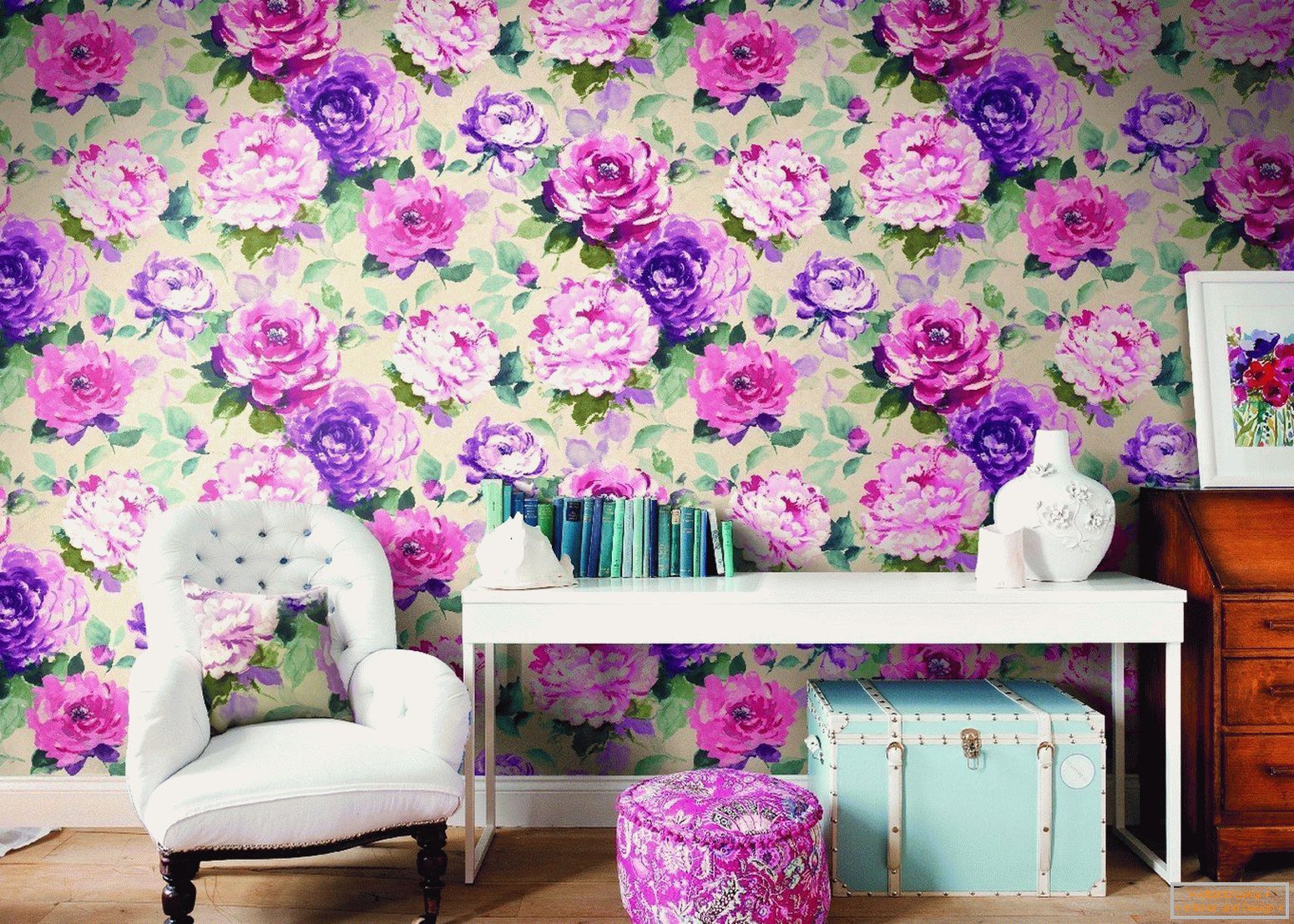 Papéis de parede com flores no interior