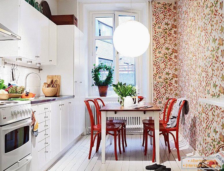 Papéis de parede com flores na cozinha