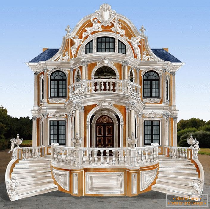 Projeto de luxo de uma casa em estilo barroco.
