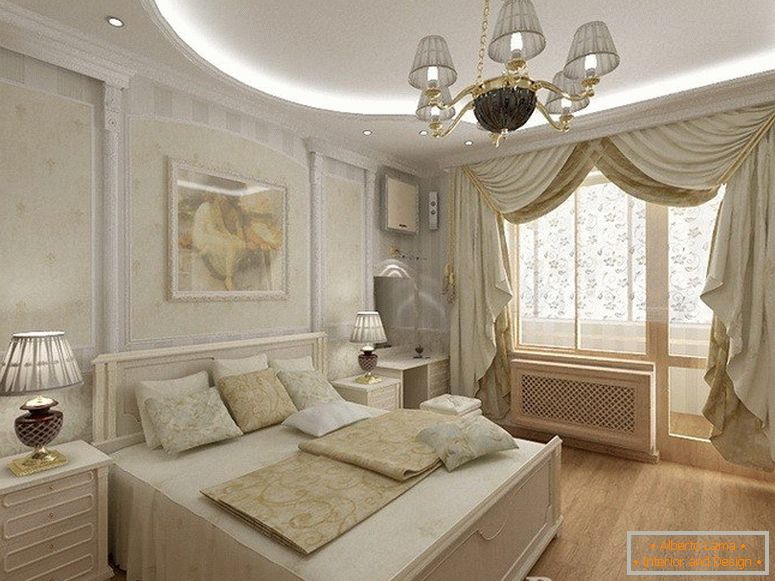 Projeto de design de um quarto em estilo clássico