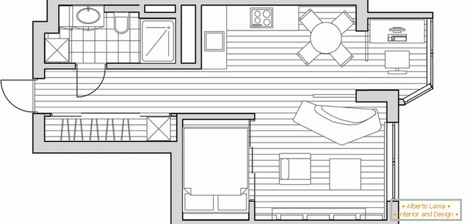 Layout layout de um pequeno apartamento