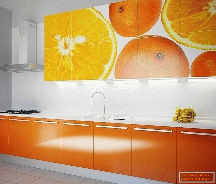 Fachadas laranjas da cozinha