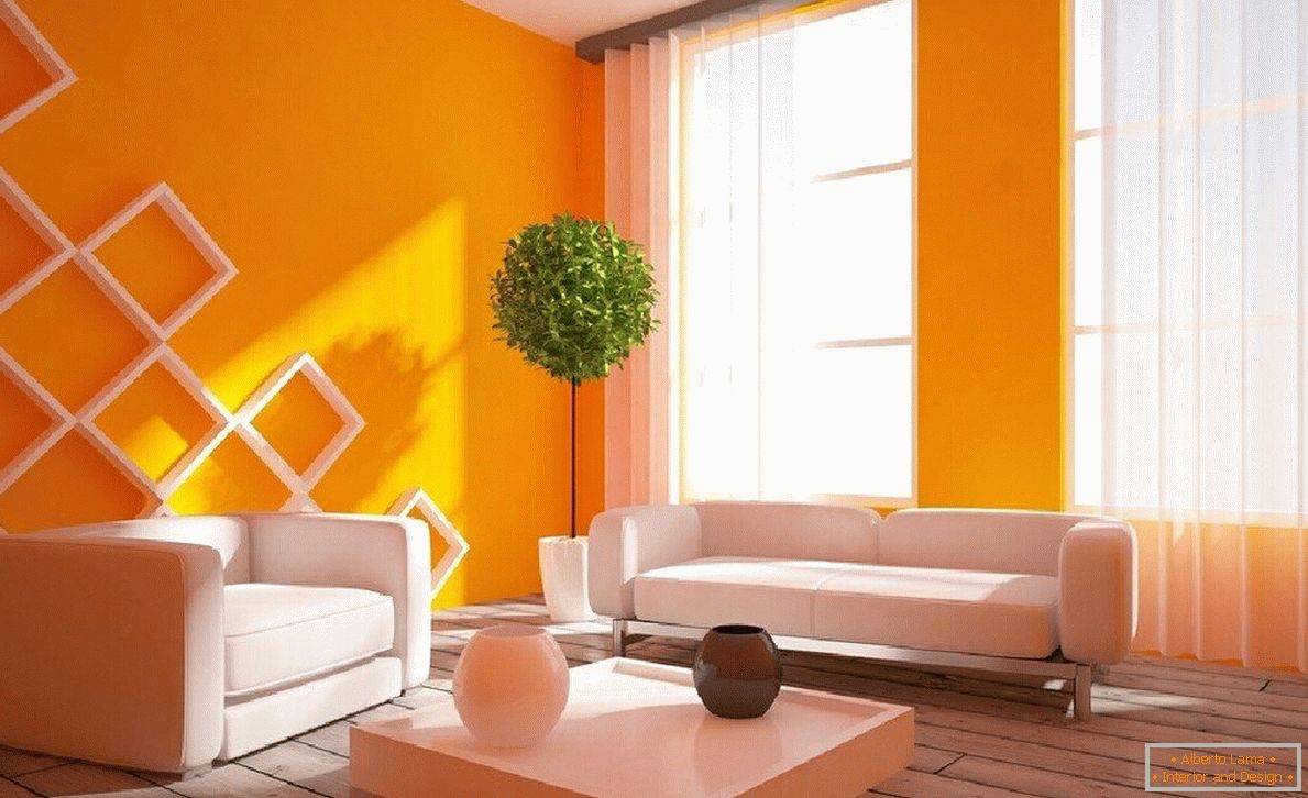 Interior em cor laranja