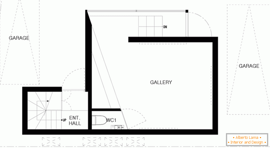 O layout de uma pequena casa de estúdio