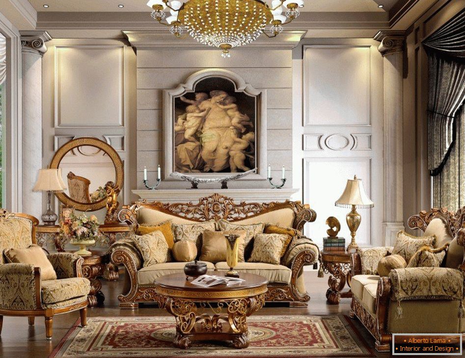 Sala de estar no estilo do classicismo