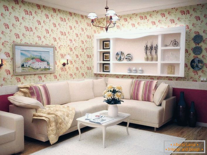 Um padrão de flores pode se tornar um padrão no papel de parede e no mobiliário.