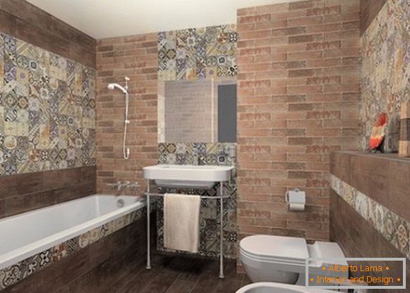 um painel de azulejos no banheiro, foto 12