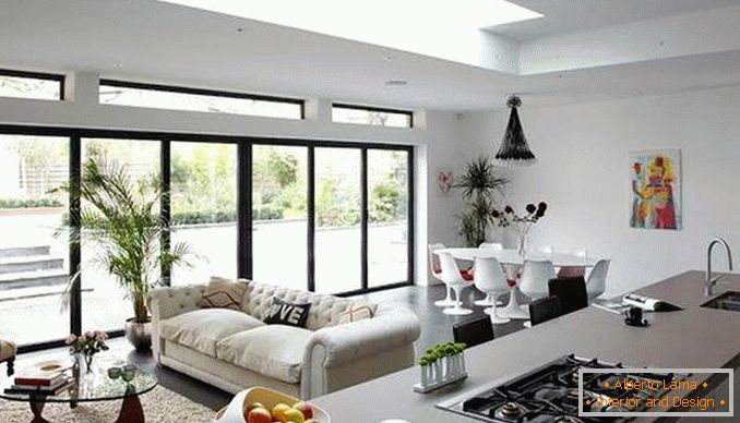 Estúdios de design com janelas panorâmicas - foto da cozinha da sala de estar