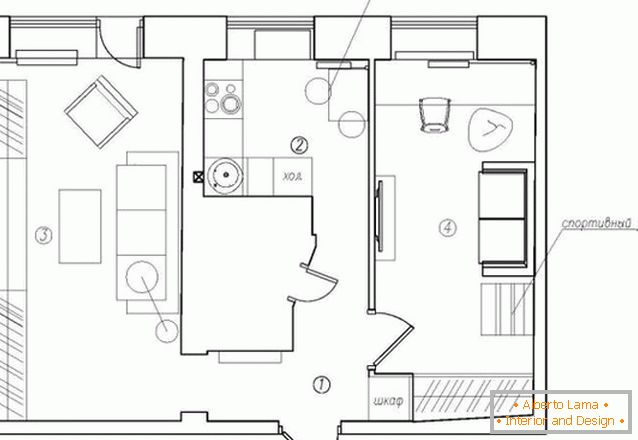 Planejamento de um apartamento de dois quartos na Rússia
