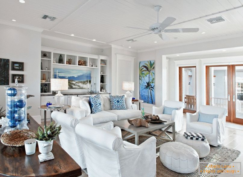 Tema do mar no design da sala de estar