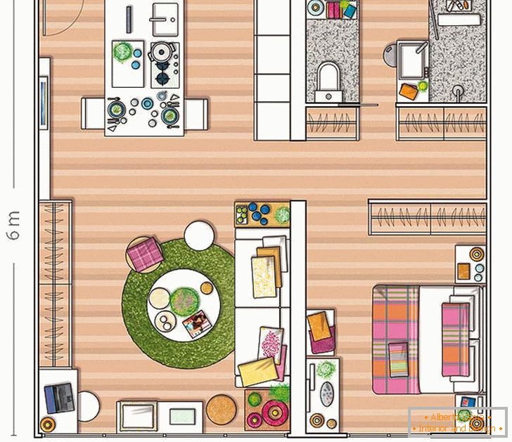 O plano de um pequeno apartamento na Espanha