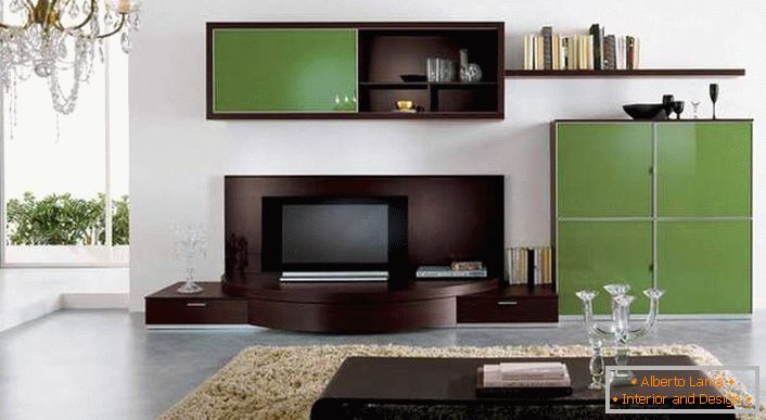 Mobiliário modular para uma moderna e espaçosa sala de estar.