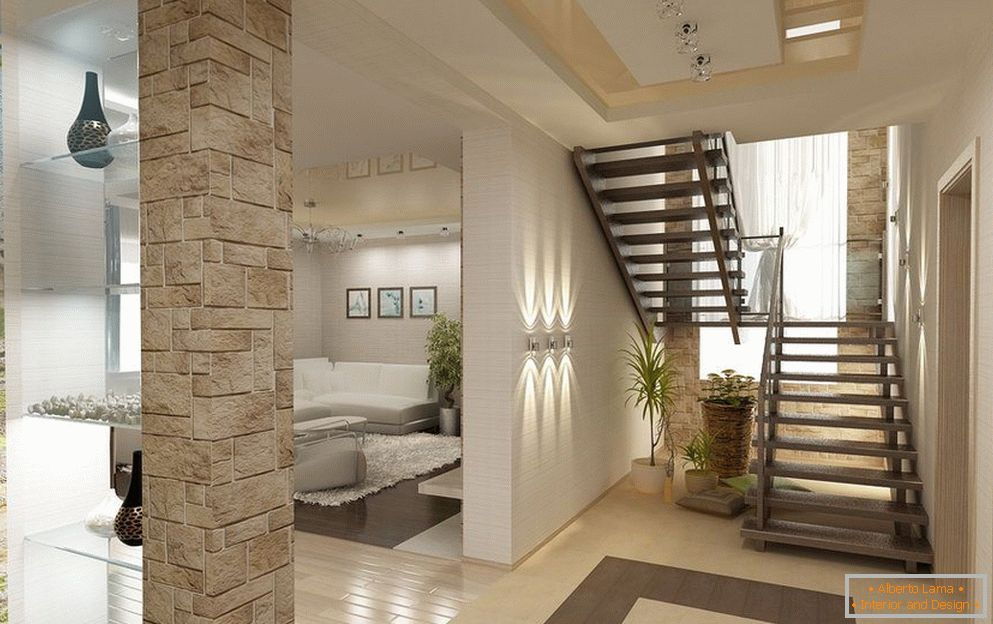 Escada no corredor-sala de estar