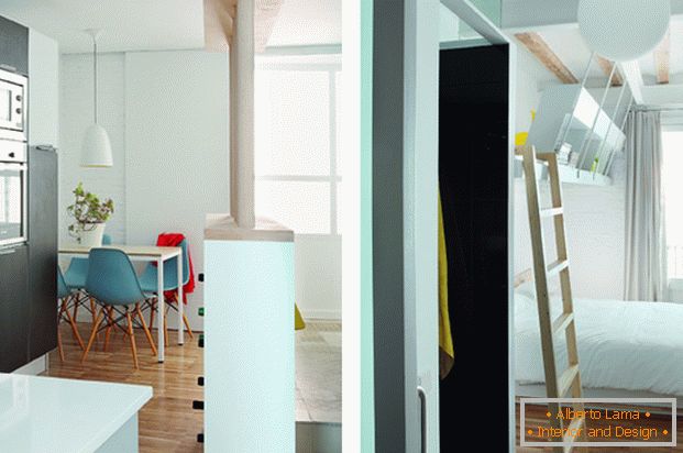 Projeto de mini apartamento: cozinha e quarto