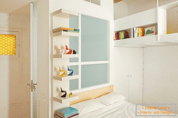 Projeto de mini apartamento: tijolo branco na decoração do quarto