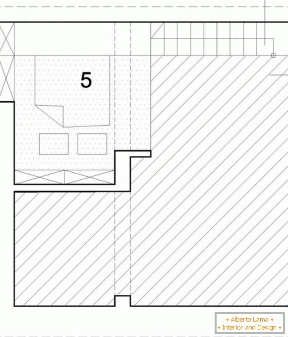 O layout do quarto no segundo nível