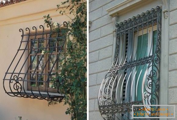 Grades forjadas nas janelas - foto na decoração das fachadas de casas particulares