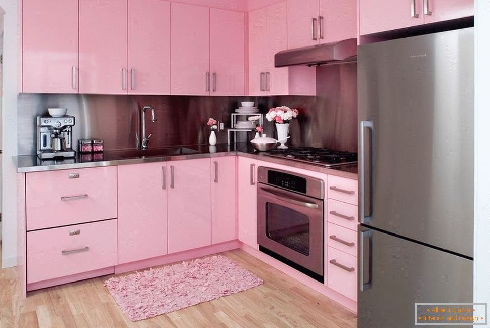 Fachadas cor-de-rosa da cozinha