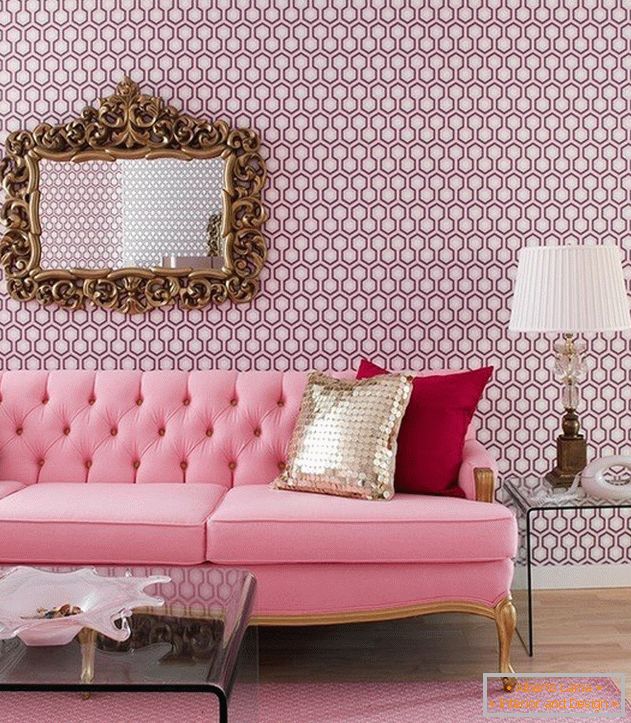 Sala de estar rosa