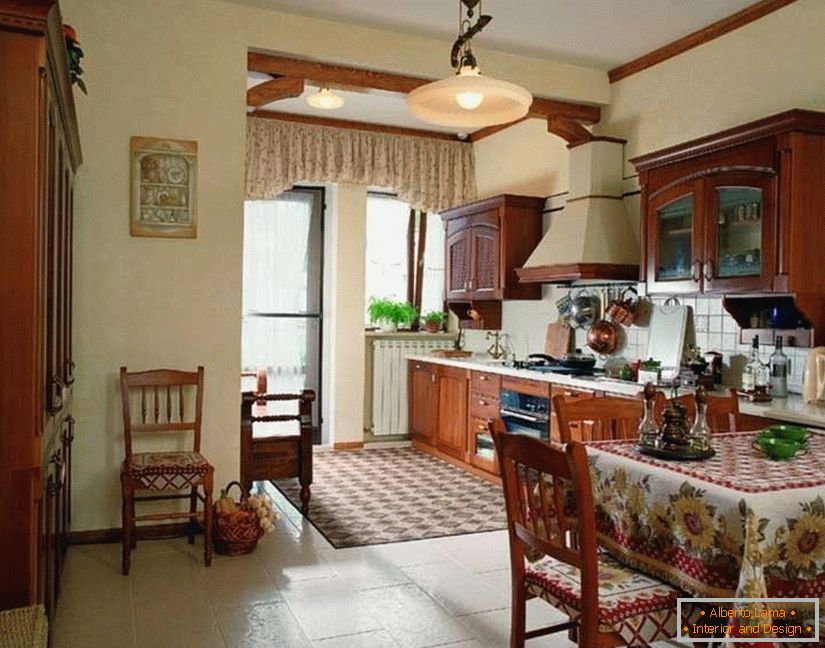 Cozinha e sala de jantar em estilo russo