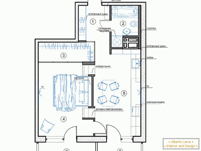 O plano de um pequeno apartamento