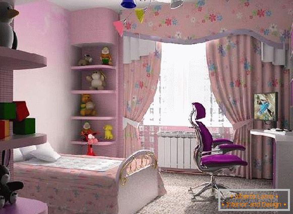 cortinas em um quarto das crianças para uma menina, foto 24