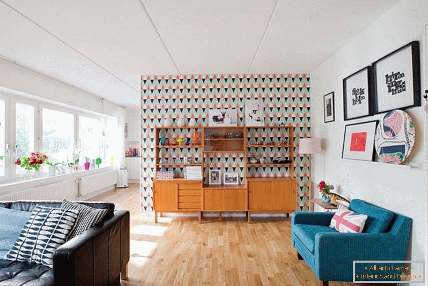 Design incomum de um apartamento em estilo escandinavo