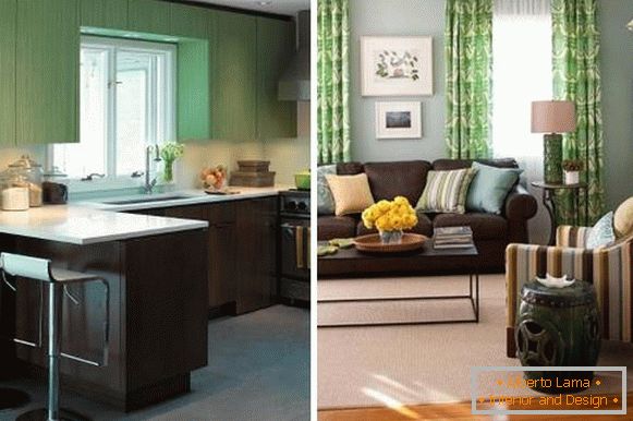 Bela combinação de cores no interior - marrom e verde