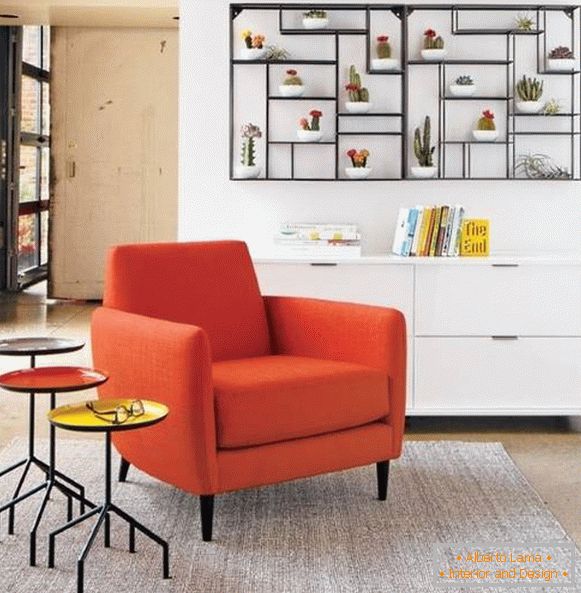 Design moderno sala de estar com prateleiras