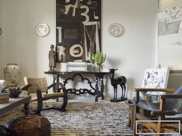 Elementos de decoração de sala de estar em estilo clássico italiano