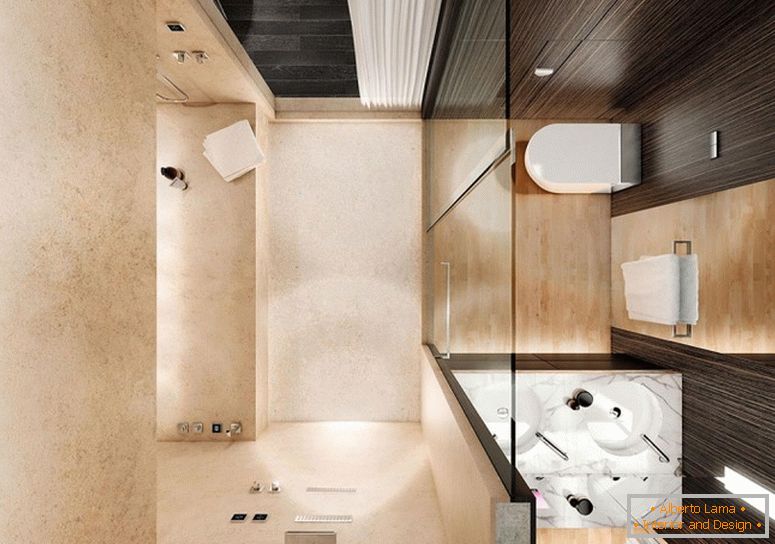 Design de interiores moderno de um pequeno banheiro