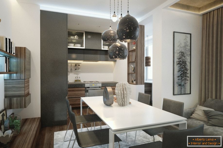 Design de interiores moderno de um pequeno apartamento