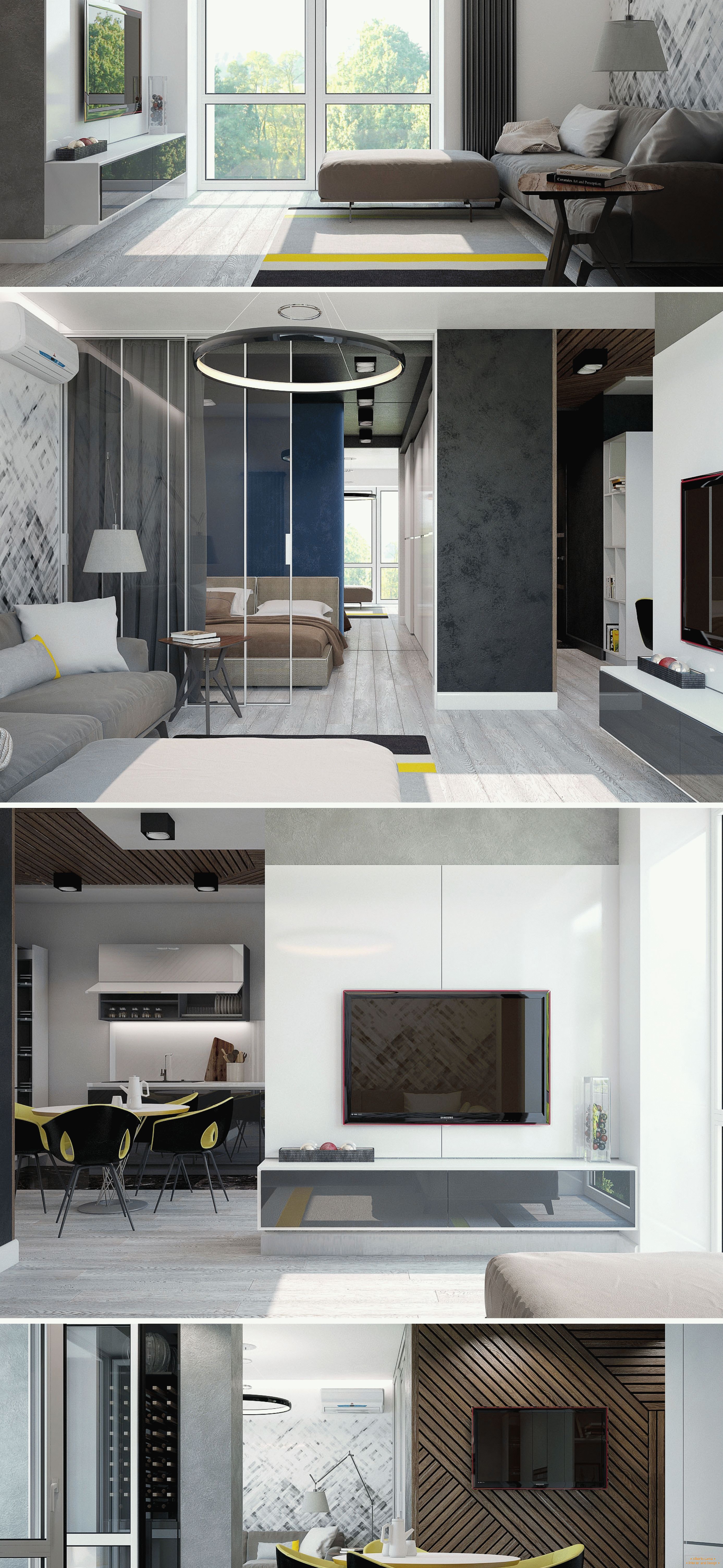 Design de interiores moderno de um pequeno apartamento