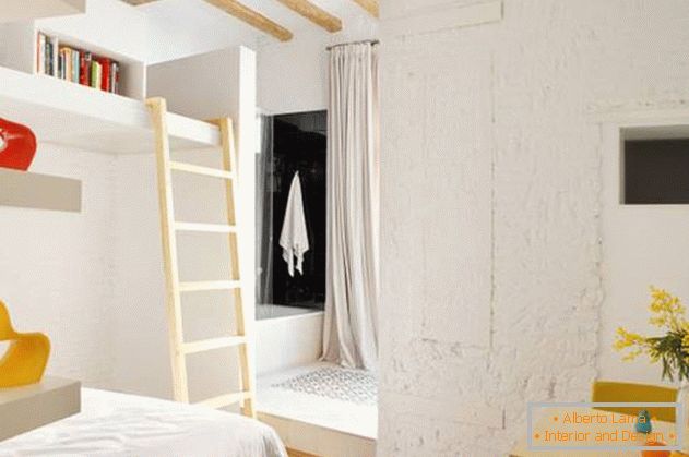 Interior de quarto em estilo loft