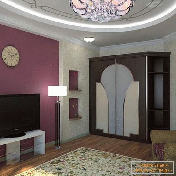 Design do hall do apartamento em cor lilás