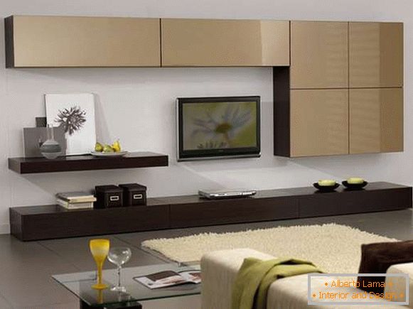 parede modular na sala de estar em uma foto de estilo moderno, foto 6