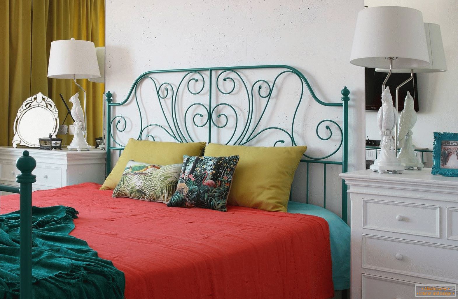 O quarto с кроватью в стиле 60-х