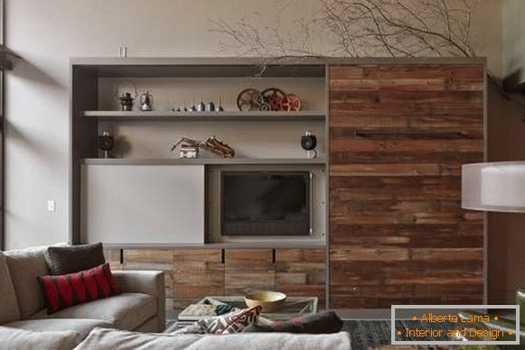 mini-parede na sala de estar em estilo moderno, foto 31