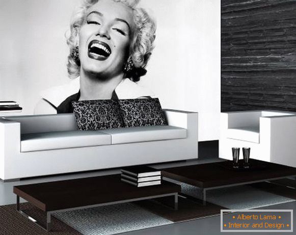 Papel de parede preto e branco Marilyn Monroe
