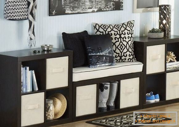Mobília de sala de estar em preto e branco