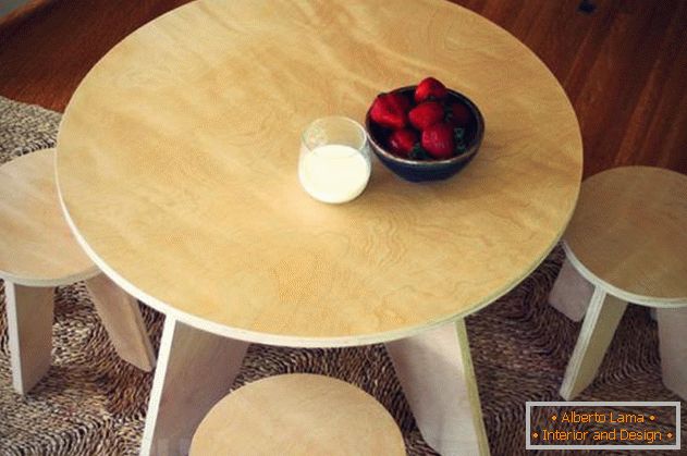 Mesa de jantar de madeira compensada, foto 11