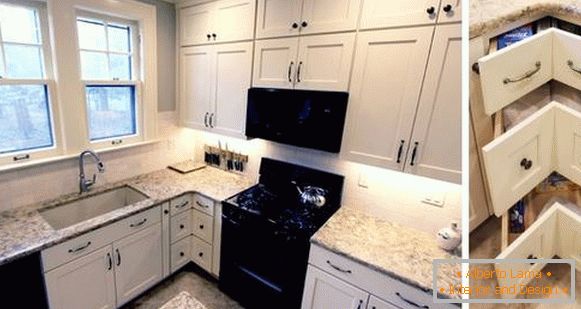 Cozinha de canto de design na cor branca em 2016 na foto