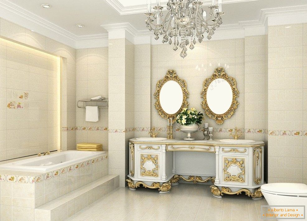 Iluminação no banheiro em estilo clássico