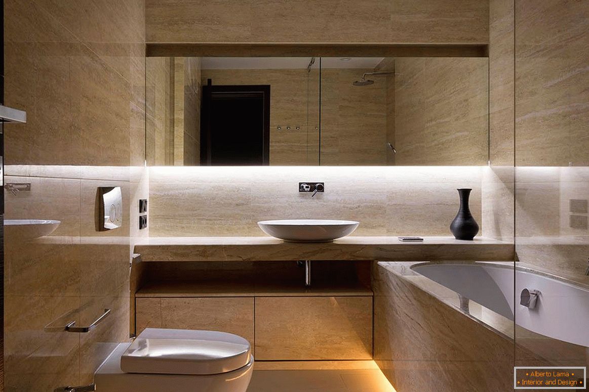 Telha no interior de uma moderna casa de banho